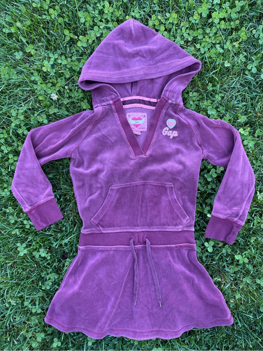 Gap Y2K Girls' Purple Hooded Velour Dress S 6/7